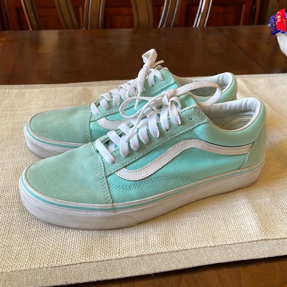 Vans Old Skool Aruba blue tiff white sneakers shoes women’s sz 8 men’s sz 6.5 - Picture 1 of 12
